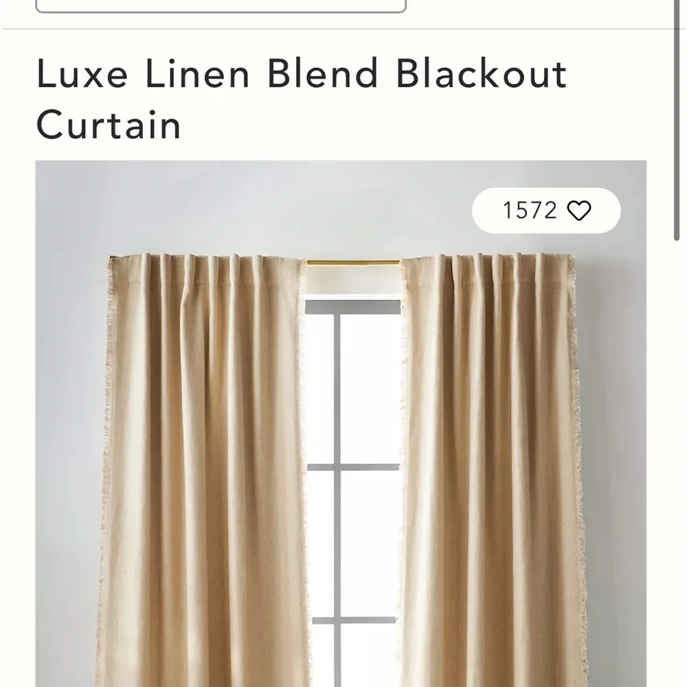 Anthropologie Luxe Linen Blend Blackout Curtain Size 50 x 108 NWT
